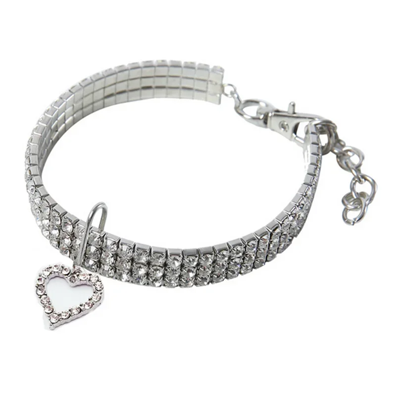 Bling Rhinestone Dog Collar Crystal Puppy Chihuahua Pet Dog Collars Leash For Small Medium Dogs Mascotas Accessories S M L Pink